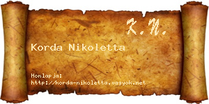 Korda Nikoletta névjegykártya